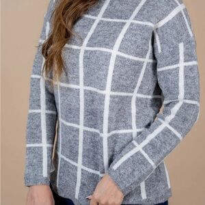 Heathered Grid Turtleneck Sweater